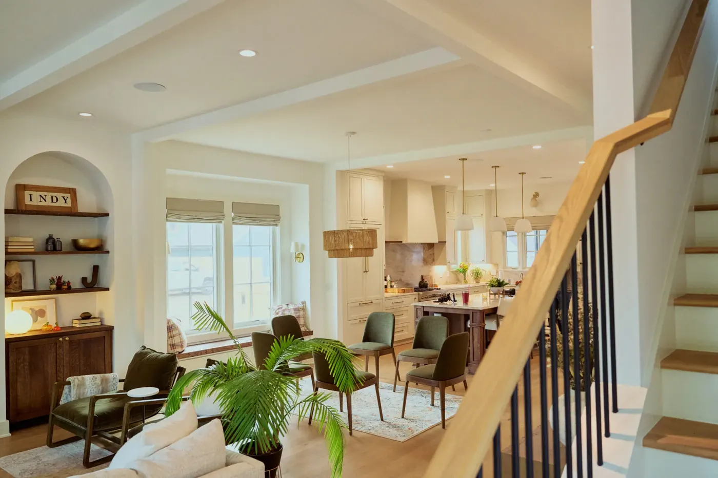 Cellular shades in a Nora living room